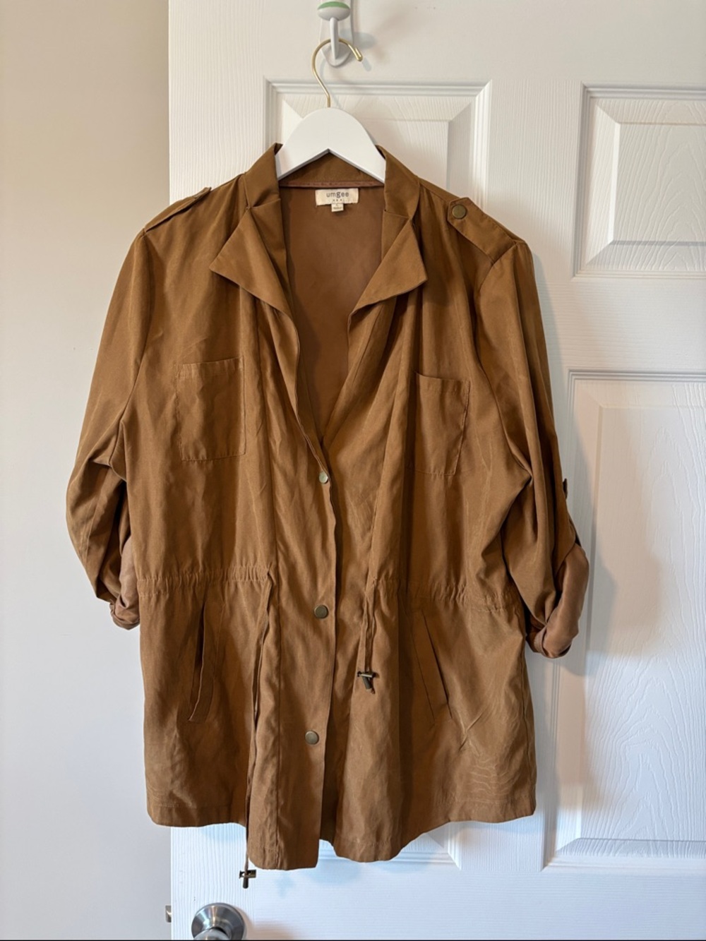 Umgee Brown Utility Jacket with Drawstring Waist
